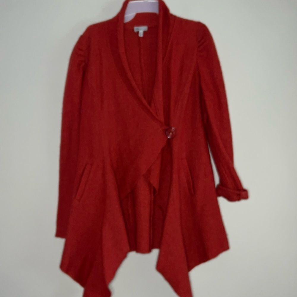 Linea Domani Sweater Cardigan Coat Jacket Wool Draped Long Small Orange D505